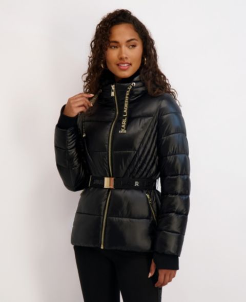 Женские куртки KARL LAGERFELD PARIS Hooded Short Puffer Jacket