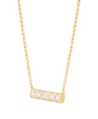 White Sapphire Bar Necklace (1-1/3 ct. t.w.) in 14k Yellow Gold-Plated Sterling Silver