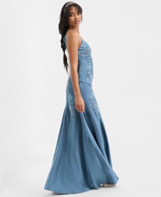 Juniors' Appliqu&eacute; Satin Gown