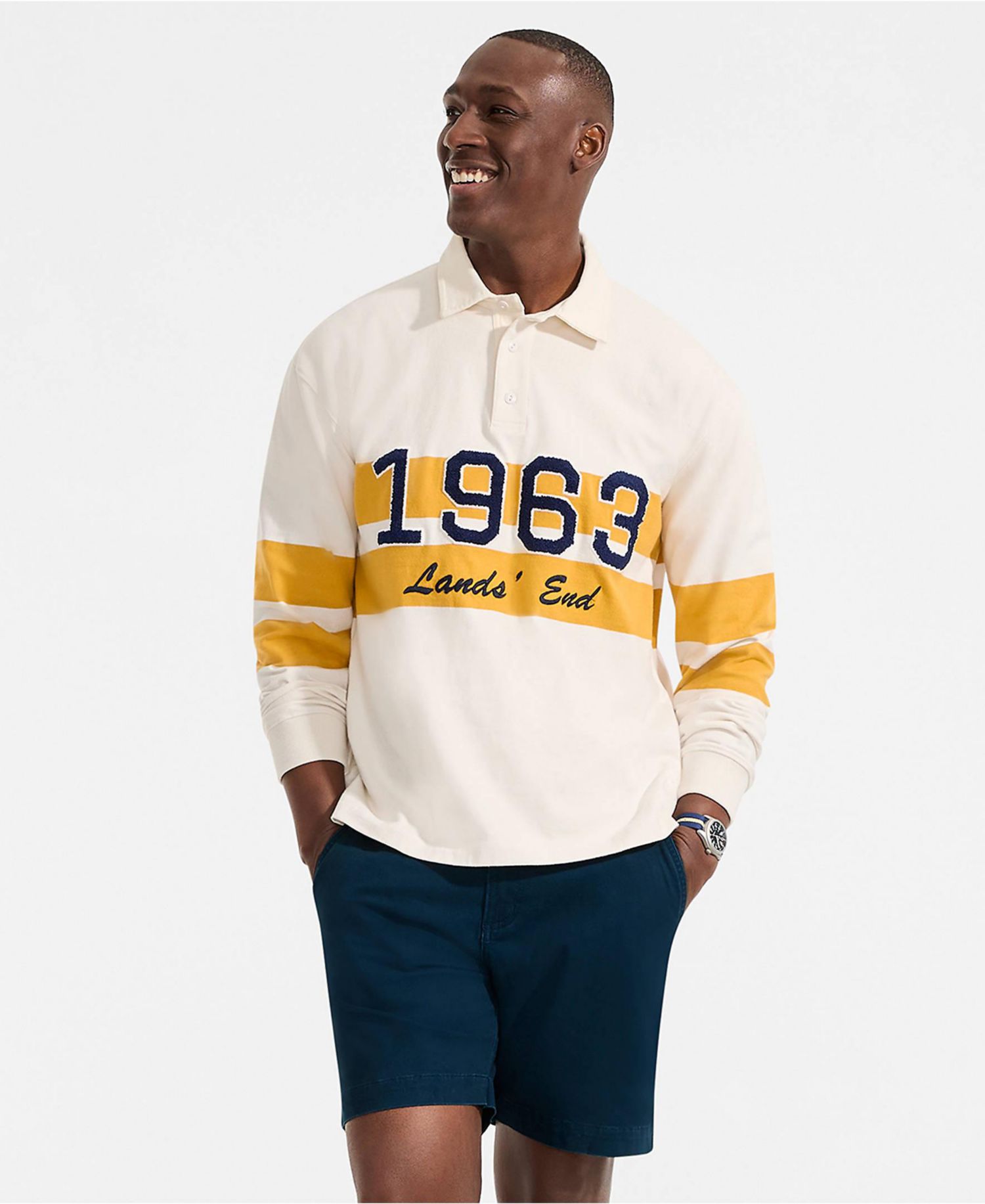 Men's Long Sleeve Rugged Rugby Embroidered Polo