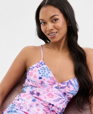 Juniors' Floral-Sequinned Evening Gown