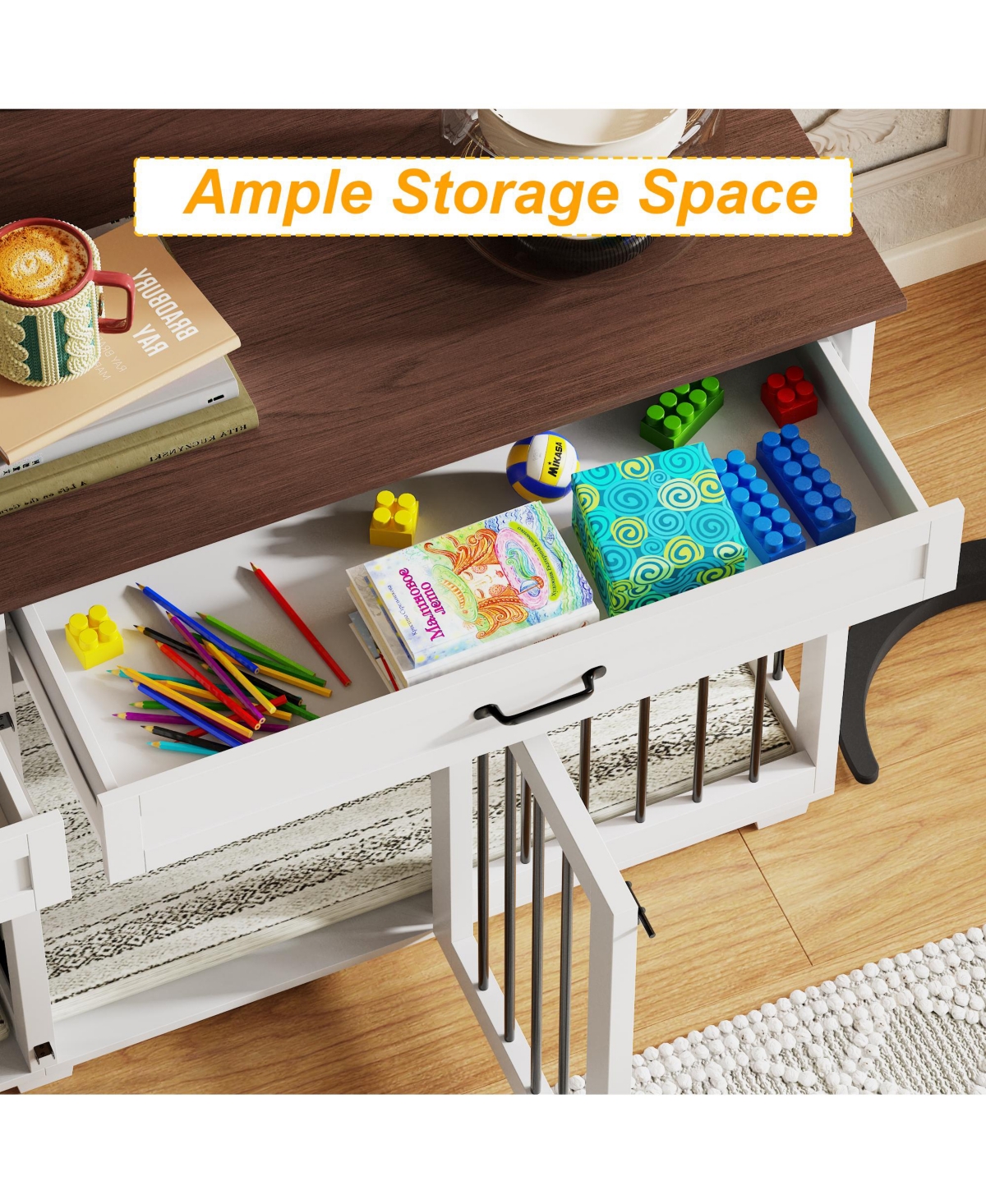 Indoor Dog House with 2 Drawers, Dog Crate for Large Medium Small Dogs