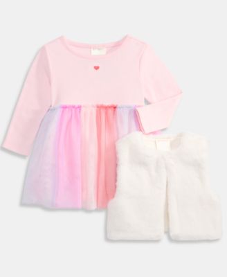 Baby Girls Mini Heart Embroidery Tulle Dress and Vest, Macy's Exclusive