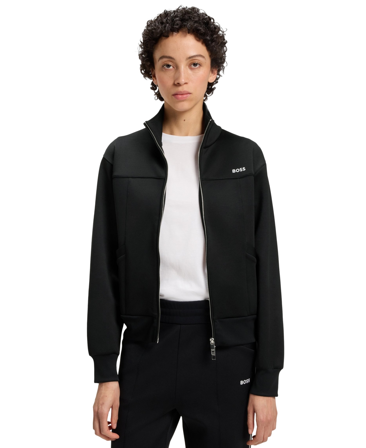 Hugo Boss Boss By  Women's Contrast Logo Sweatshirt In Black