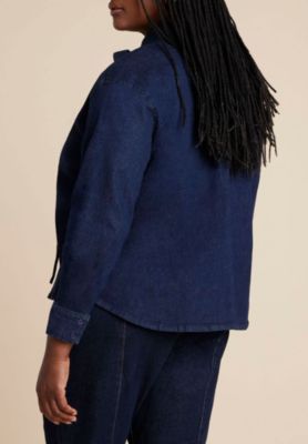 Women's Plus Size Denim Top With Bow Tie