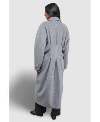 Women's Oversized Pleat Back Detail Maxi Coat
