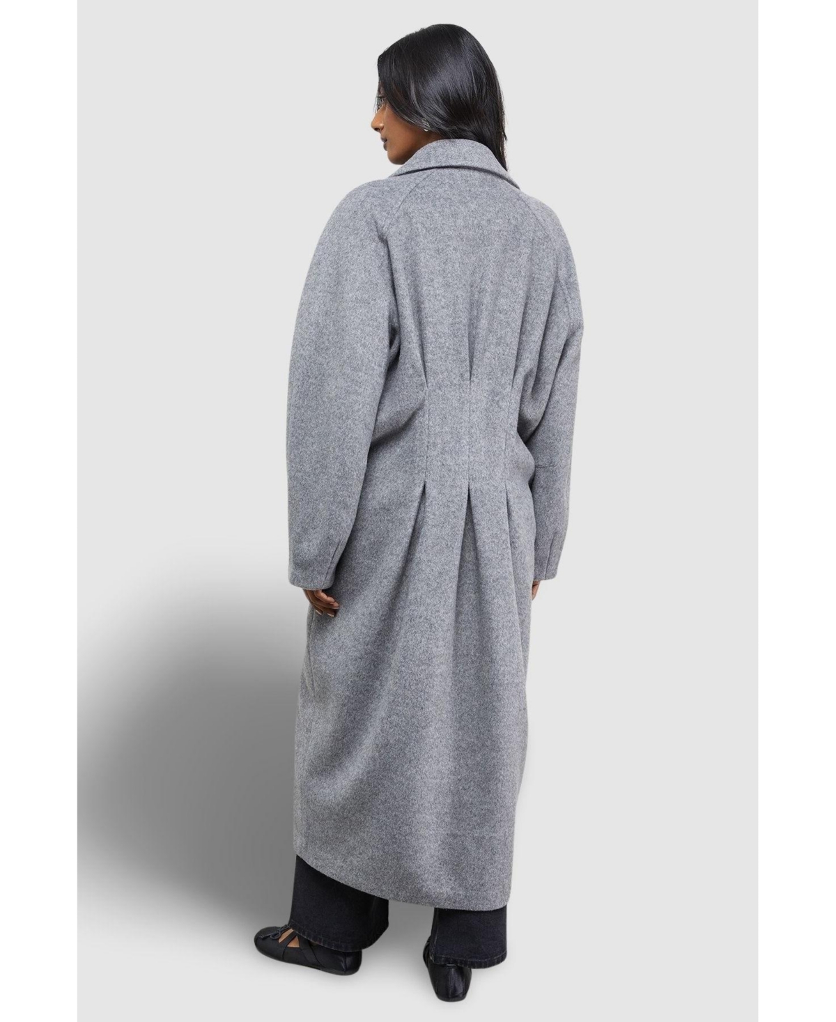 Warehouse Women's Oversized Pleat Back Detail Maxi Coat