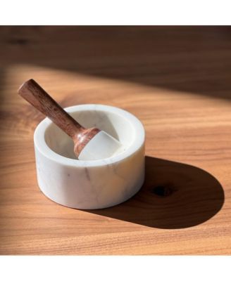 Marble and Wood Mortar & Pestle