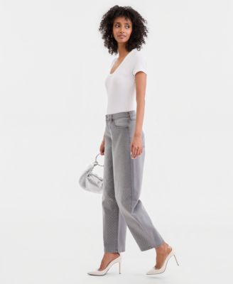 Women's High-Rise Rhinestone Barrel-Leg Jeans, Macy's Exclusive