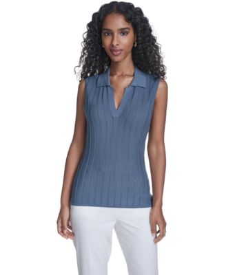 Women's Sleeveless Collared Sweater