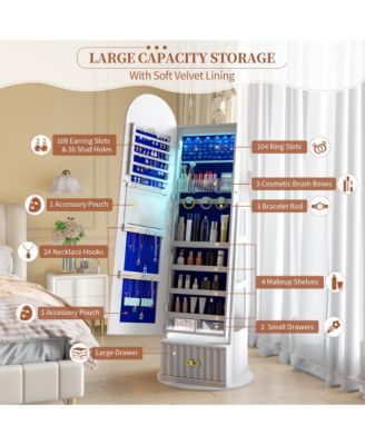63" Jewelry Cabinet with Drawer and Rotating Full-Length Mirror