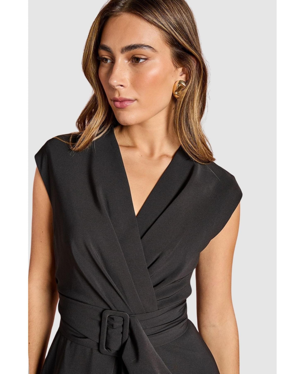 Coast Women's Belted Crepe V-Neck Midi Dress