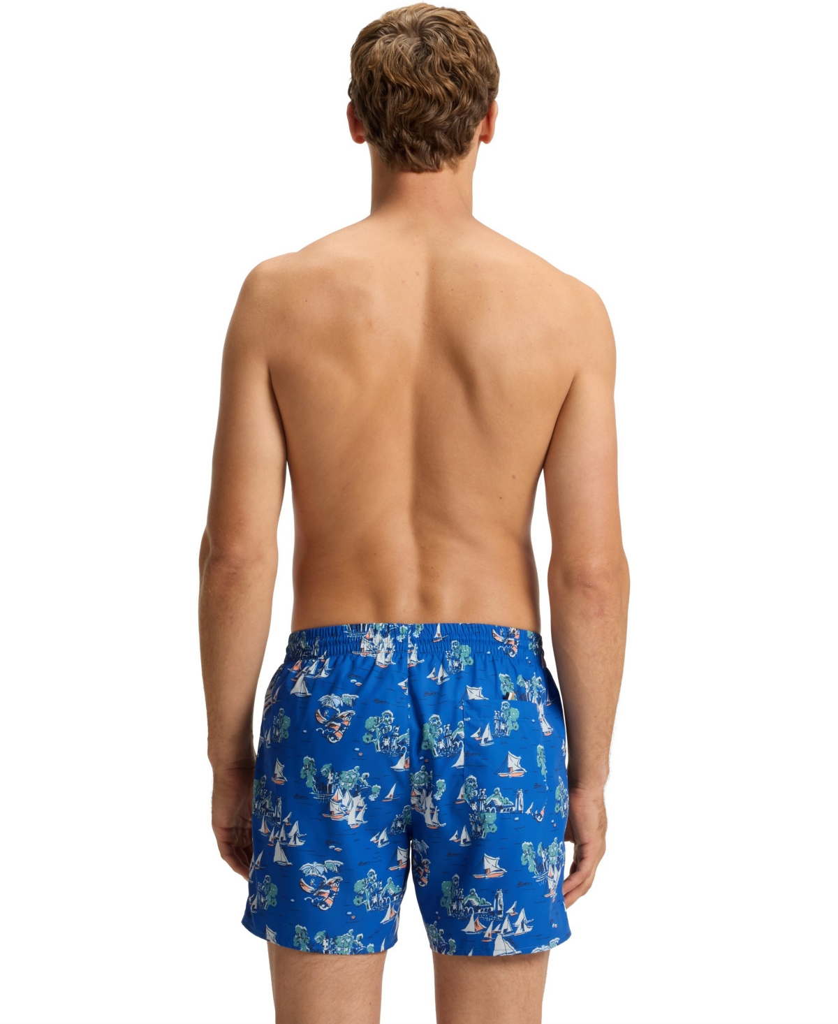 Boss by Hugo Men's All-Over Print Logo-Badge Swim Shorts