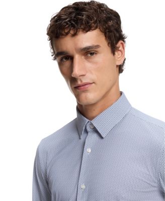 Men's Printed Performance-Stretch Jersey Slim-Fit Dress Shirt