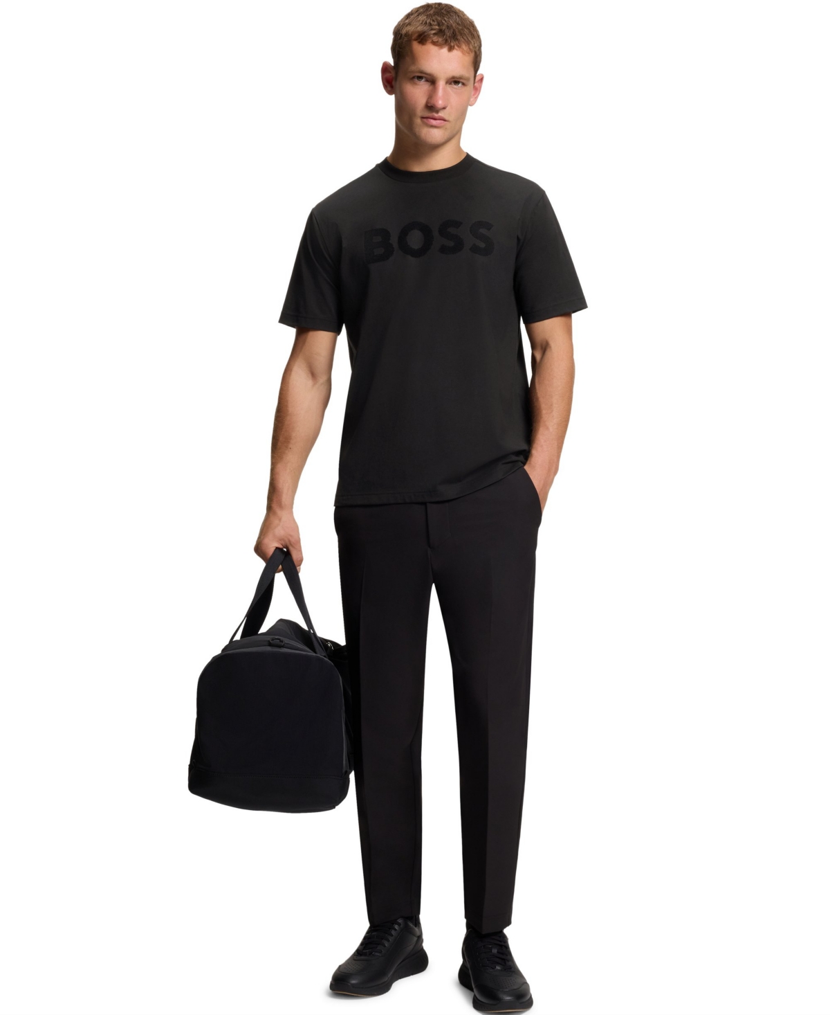 Boss by Hugo Boss Men's Stretch Cotton Tonal Logo Relaxed-Fit T-Shirt