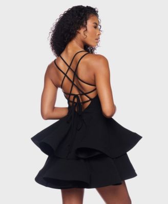 Juniors' Double Layer Drop V-Neck Dress