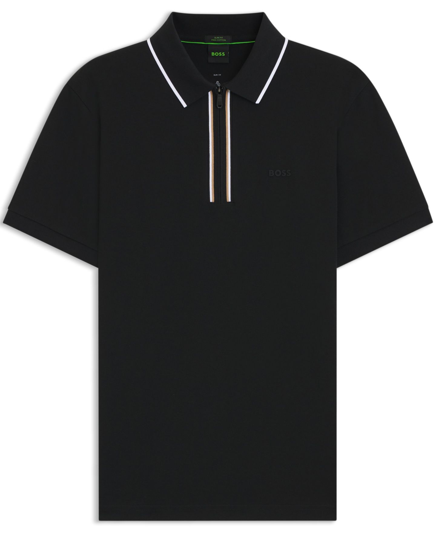 Мужское поло Hugo Boss Moisture-Wicking Stretch Cotton Slim-Fit Polo Shirt, цвет: Чёрный — фото 3