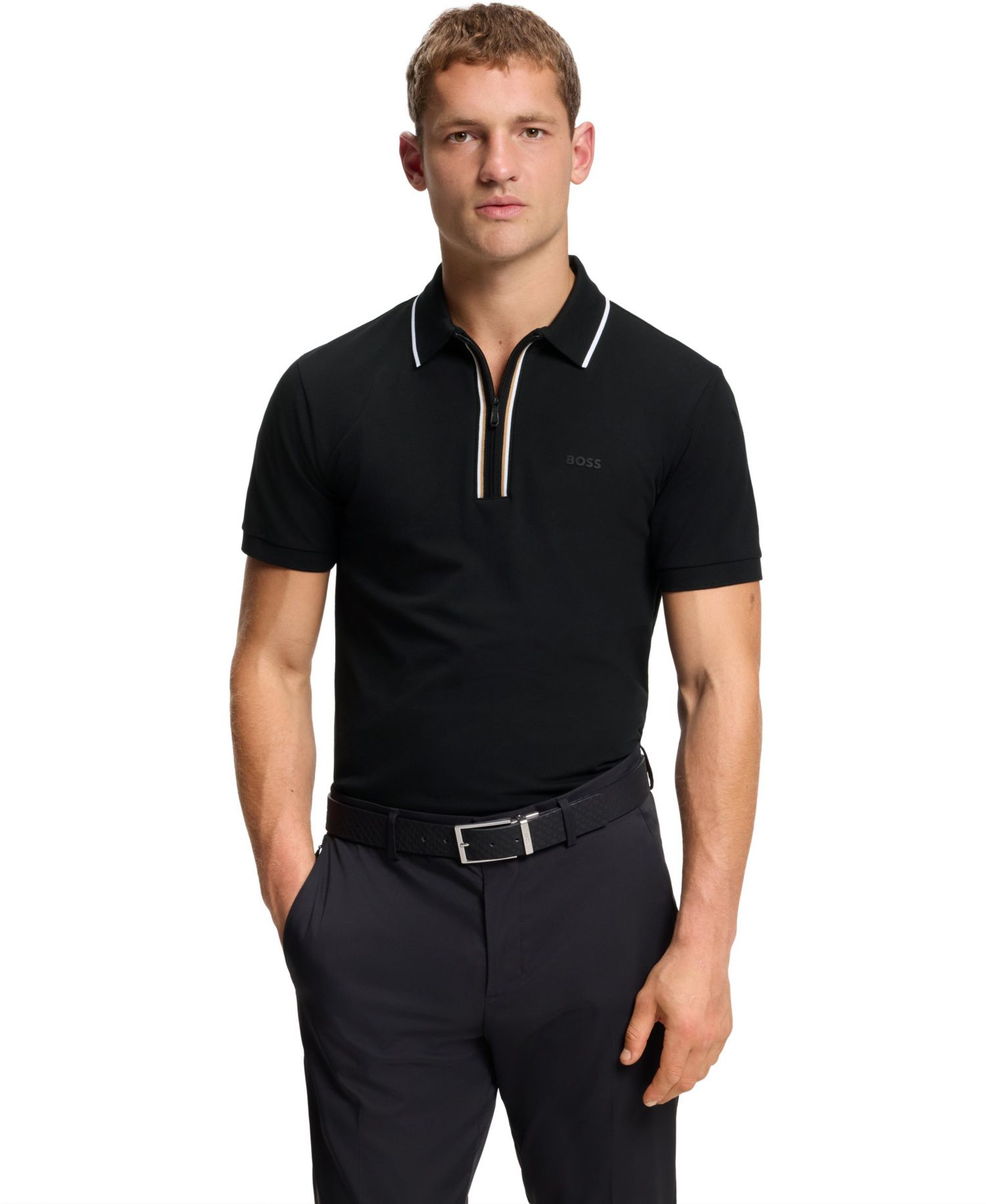 Мужская влагоотталкивающая рубашка поло из эластичного хлопка Slim-Fit
