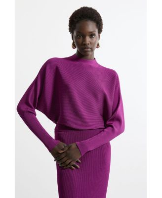 Women's Drape Knit Bat Wing Pencil Midi Dress