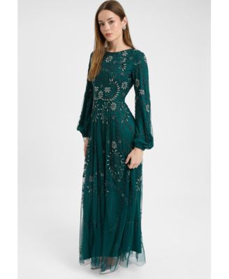 Women's Modest Embellished Sequin Beaded Dress