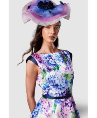 Women's Twill Hi-Lo Floral Midi Dress