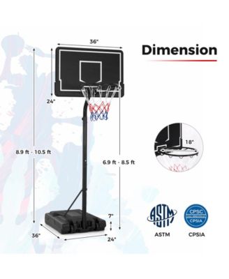 Portable Outdoor Basketball Hoop 6.9-8.5 FT Adjustable with Fillable Base Shatterproof PC Backboard
