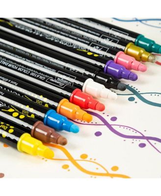 12 Colors Dual Tip Acrylic Paint Markers, with Fine Tip 1mm and Thick Tip 1-5mm for Rock Painting, Ceramic Surfaces and DIY Crafts Making