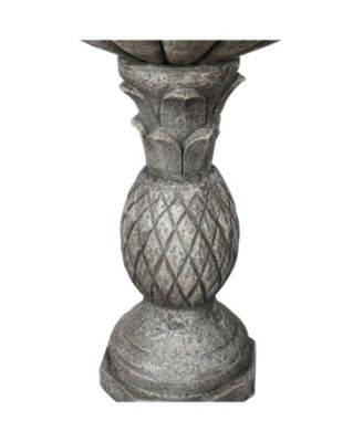 24.8 Inch Heigh Concrete Bird Bath with Pineapple Texture – birdbath Sturdy & Elegant Design, Vintage Freestanding Style