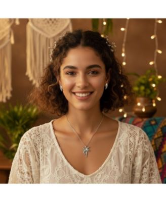 Fairy-Inspired Necklace and Guardian Angel Stud Earrings Jewelry Set Sterling Silver