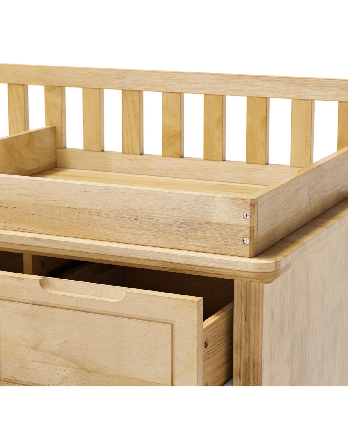 Homsee Solid Wood Changing Table with 10 Drawers and Guardrails,Chest of Drawers
