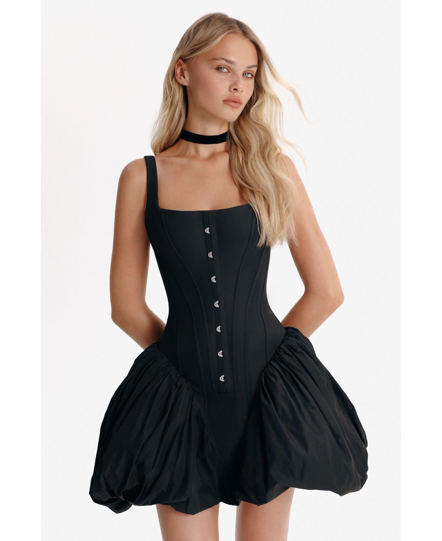 Womens Black Corset Mini Dress