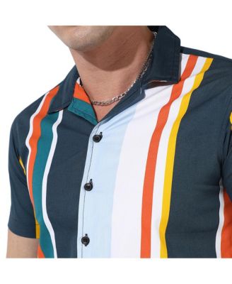 Men's Striped Button Up Cotton Shirt