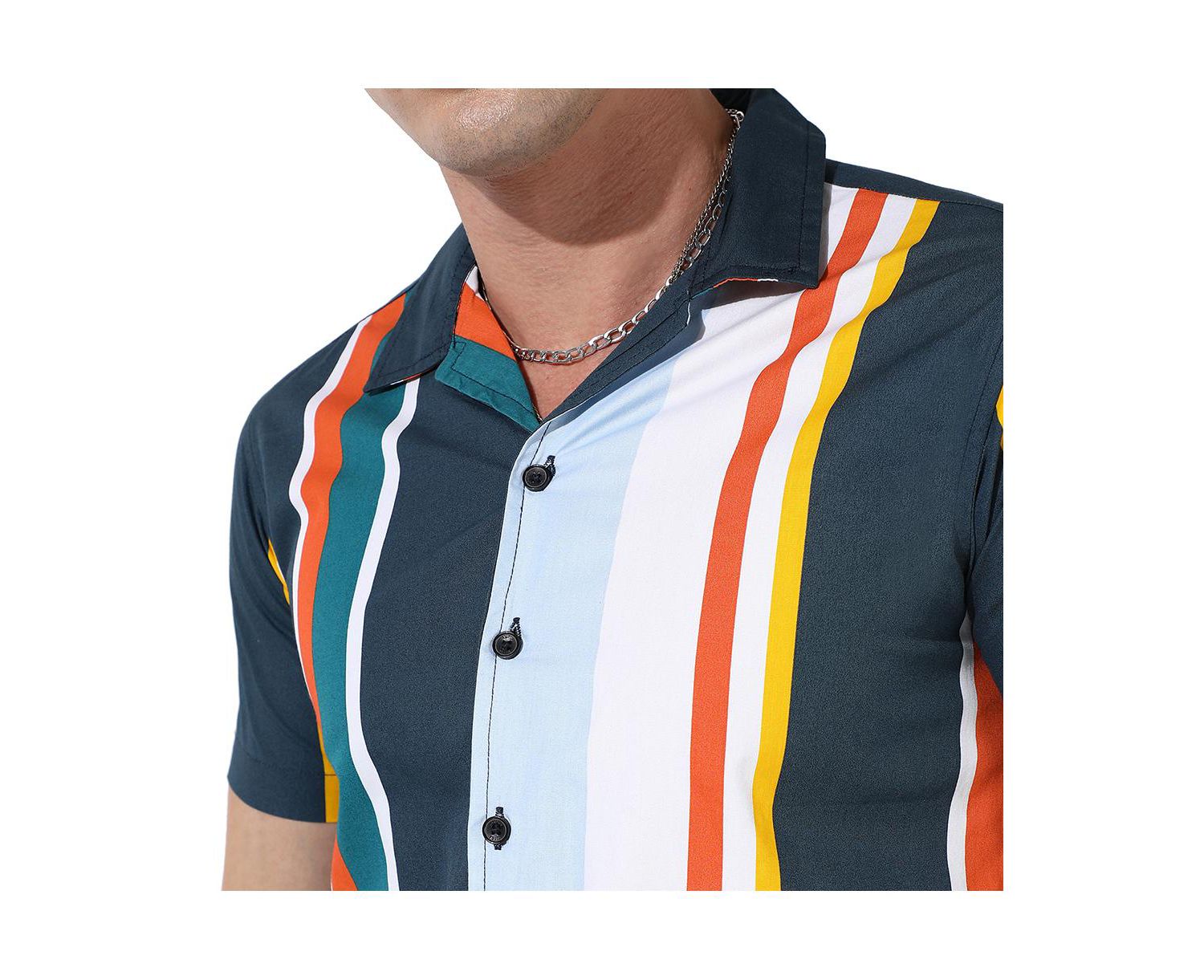 Men's Striped Button Up Cotton Shirt