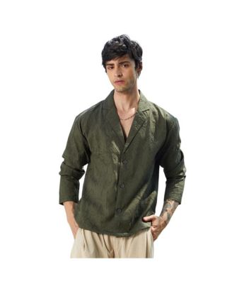 Men's Army Green Wrinked Korean Oversized Shirt.