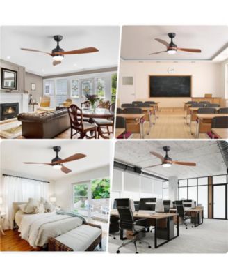 52-inch Modern Black Ceiling Fan with Led Light and Remote Control Dc Motor