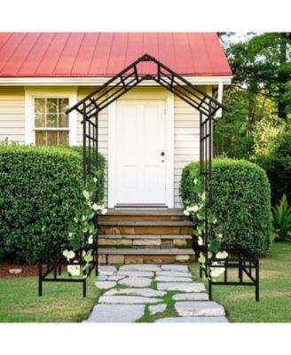 Metal Garden Arch Adjustable Width Black