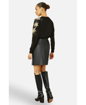 Women's Sequin Star Detail Relaxed Fit Sweater