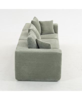 Streamdale Modular 3-Seat Chenille Sofa, Deep-Seat Couch, Tool-Free Setup, Low-Profile, 111" W - Light Green