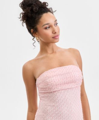 Juniors' Embellished Straight-Neck Strapless Gown 