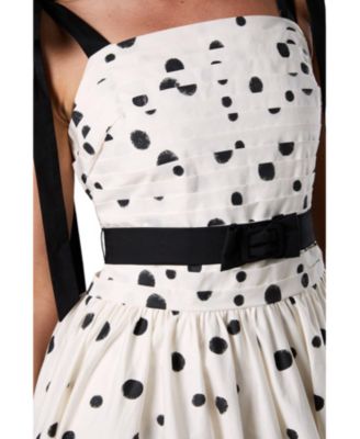 Women's Lisa Tan Mono Spot Bow Detail Midi Dress