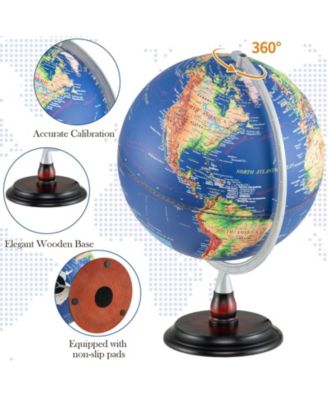 12 Inch Illuminated World Globe Antique Light up Globe Night Lamp