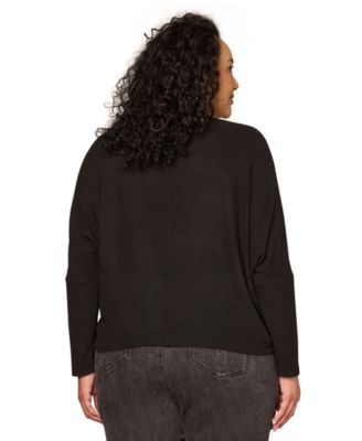 Plus Size Foil Detail Batwing Long-Sleeve Top