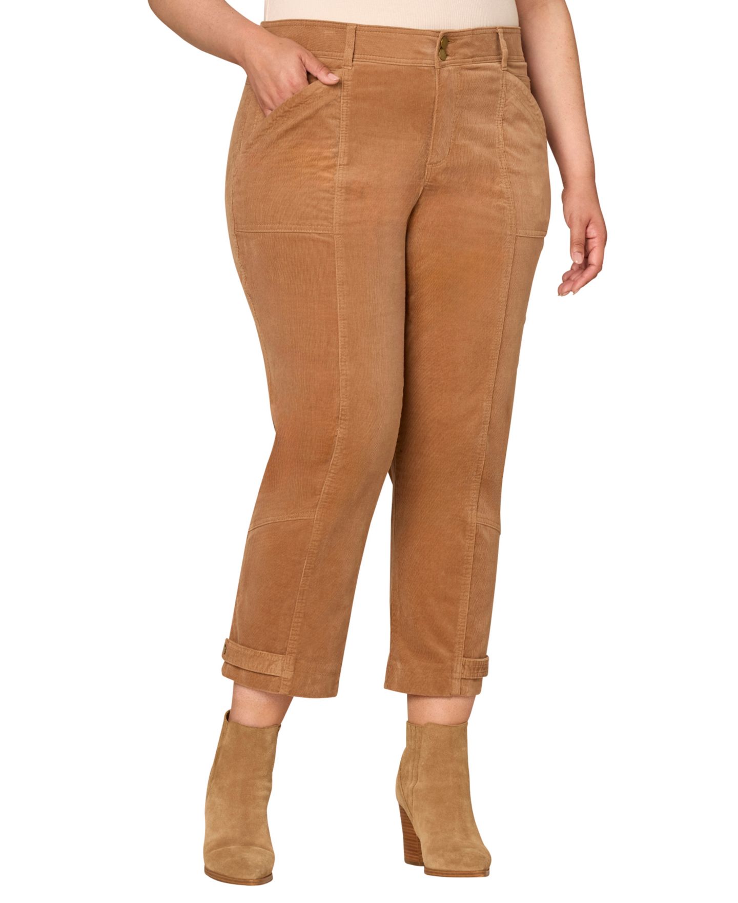Женские джинсы Democracy Plus Size High-Rise Tapered, цвет: Орех — фото 2