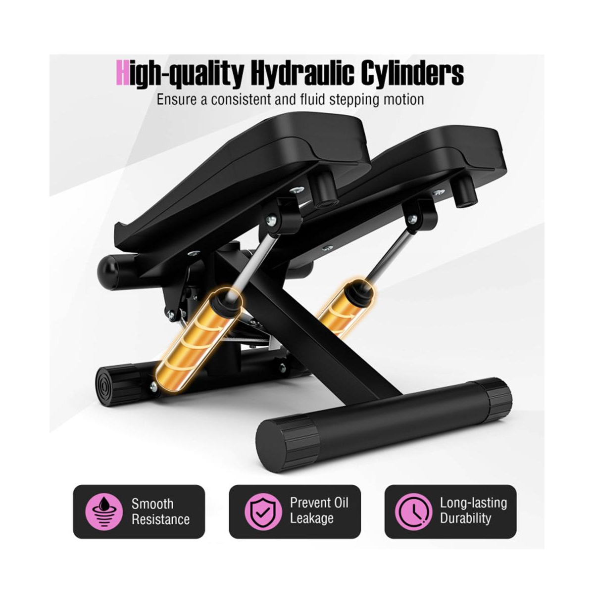 Sugift Mini Stepper with Resistance Bands and Adjustable Height for Exercise at Home-Black