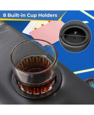 72 x 36 x 30.5 Inch Foldable Poker Table with 8 Cup Holders