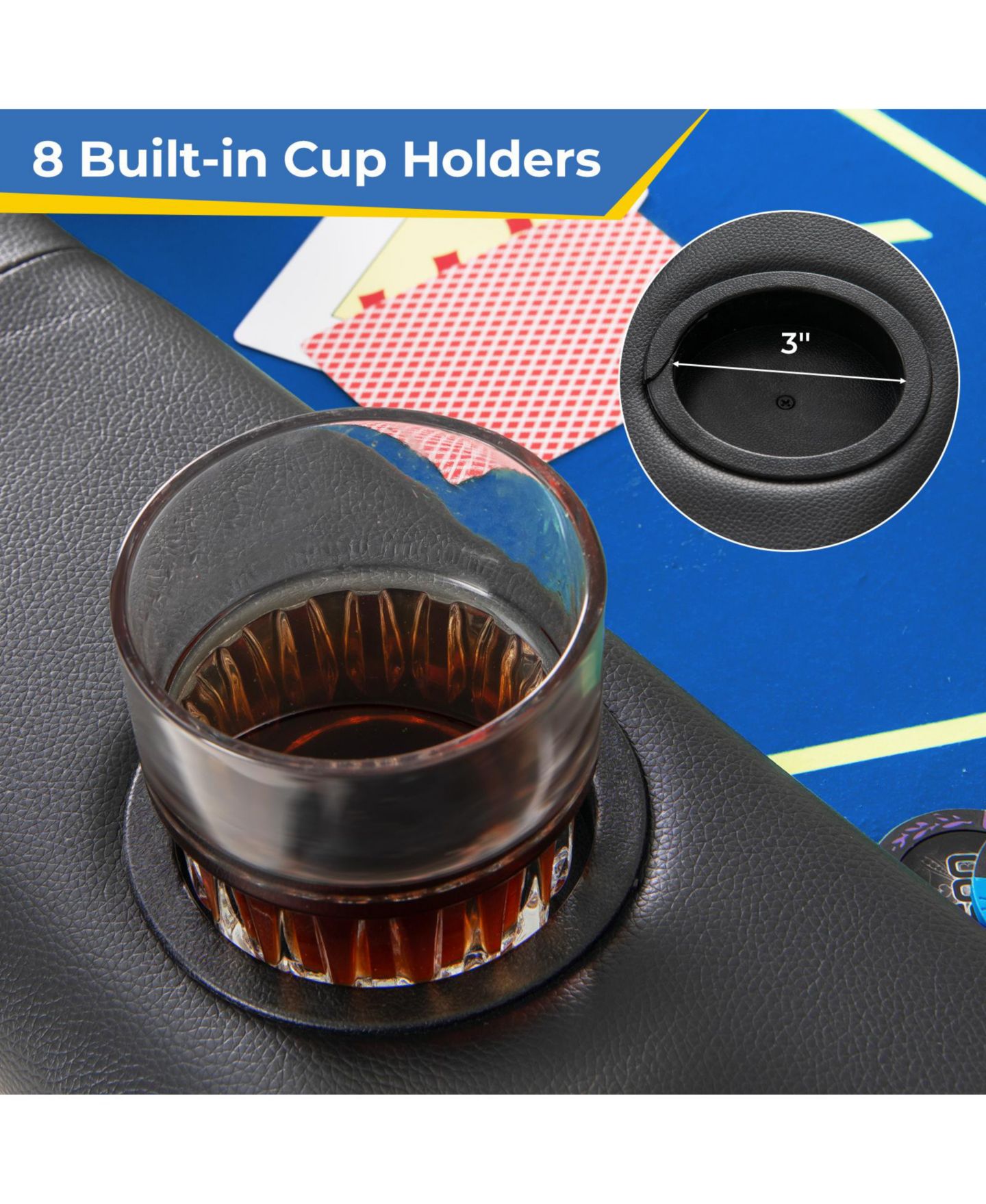 Детская игрушка SUGIFT 72" x 36" x 30.5" Foldable Poker Table With 8 Cup Holders, 14 Years & Up, цвет: Тёмно-синий — фото 8