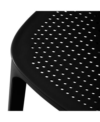 3-Piece Round Metal Bistro Dining Table Set And Stackable Resin Patio Dining Side Chairs