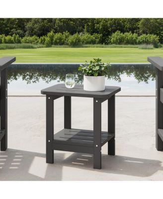 2-Tier Outdoor HDPE Modern Adirondack Square Patio Side Table