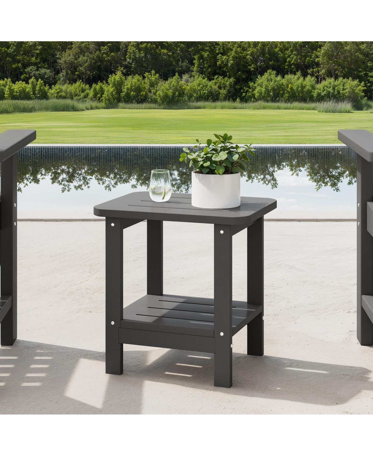 WestinTrends 2-Tier Outdoor Hdpe Modern Adirondack Square Patio Side Table