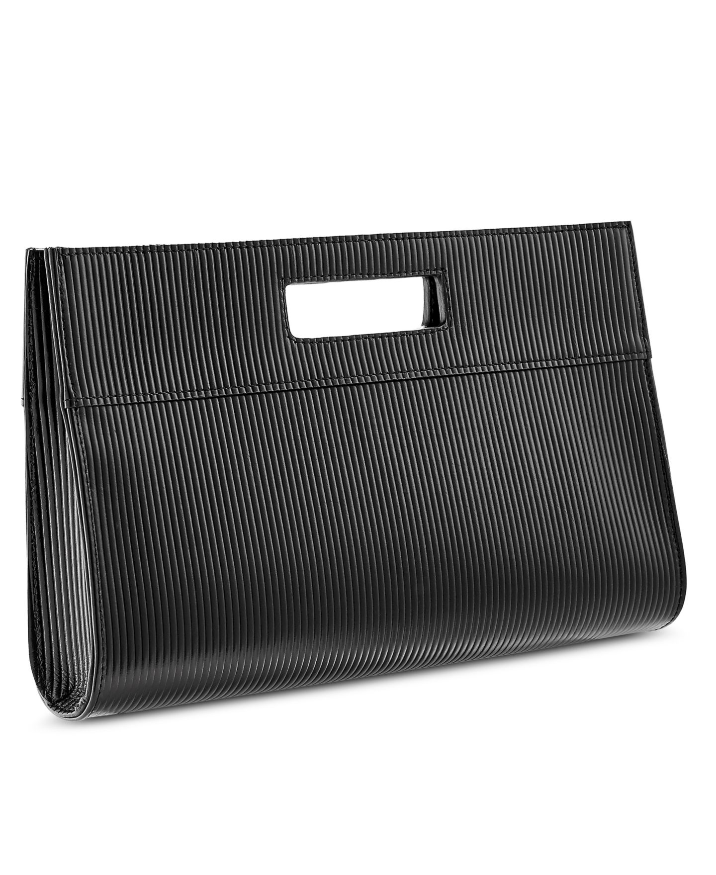 Женский клатч GiGi New York Remy Embossed Stripe Leather Clutch, цвет: Чёрный — фото 2
